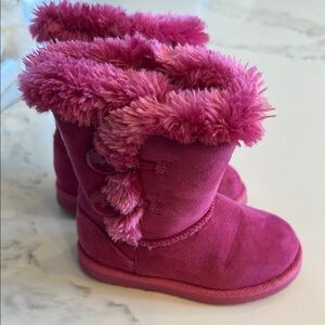 Pink Furry Kids Boots